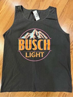 NWT Comfort Colors Busch Light Charcoal Graphic Tank Top